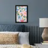Blauw - Roze - Bloemen fotolijst zwart zonder passe partout klein -sfeer3