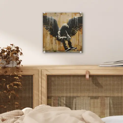 Graffiti - Kunst - Vleugels - Street art - Banksy plexiglas 5mm klein -sfeer4