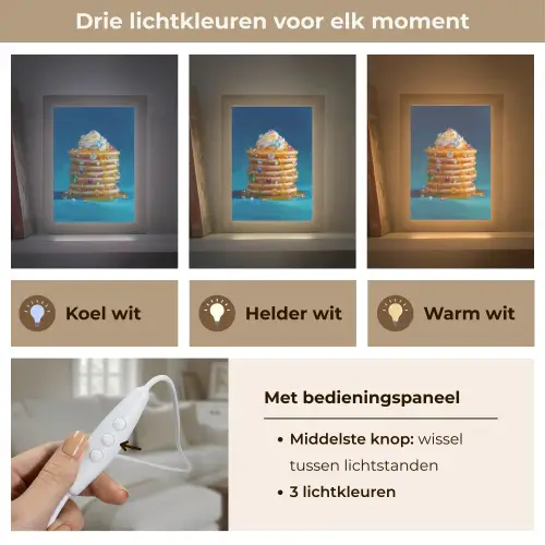 Pannenkoeken - Steentjes - Glitter - Slagroom Light Box met kabel (Tafellamp) klein -USP_lichtkleurNL