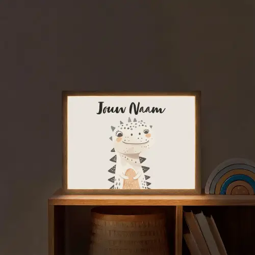 Dinosaurus - Pastel kleuren Light Box met batterij (Wandlamp kind) middel -sfeer1_kind