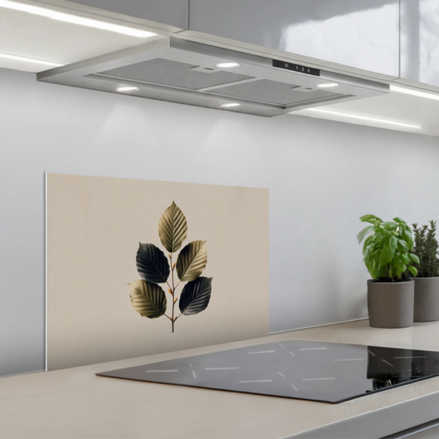 Beukenbladeren - Bruin - Groen - neutraal keuken achterwand spatscherm klein -3d_schuin