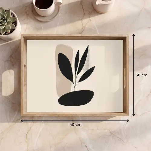 Plant - Beige - Japandi Dienblad Rechthoek middel -USP_Formaat