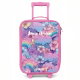 Illustratie van wolken, regenbogen en bloemen Kinderkoffer - Roze klein -3d