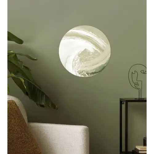 Abstract - Penseelstreken - Golven - Groen Wandcirkel behangsticker klein -sfeer2