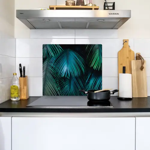 Inductie beschermer - Inductie afdekplaat - Tropical - Jungle - Bladeren - Groen Inductie beschemer met haakjes middel -sfeer2