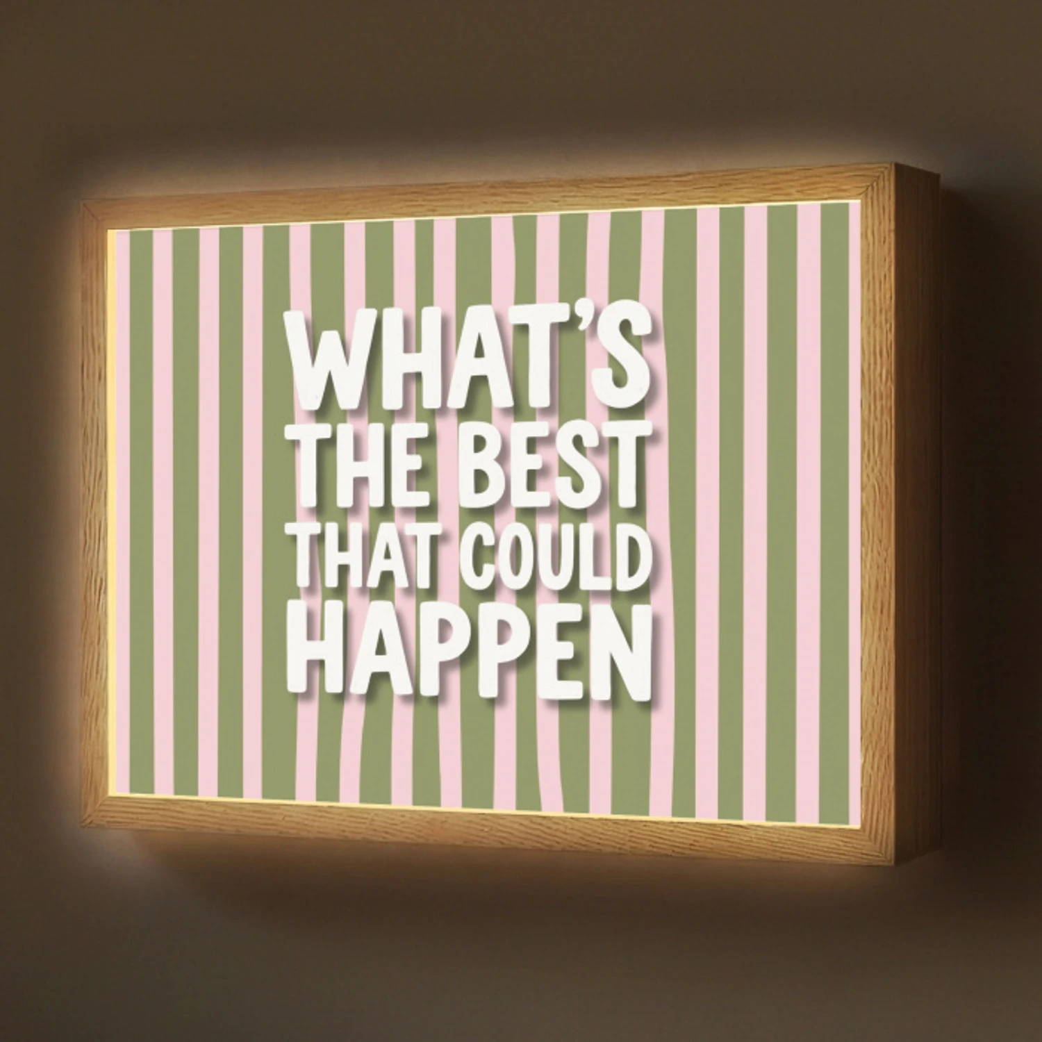 What's the best that could happen - Strepen - Groen - Roze Light Box met batterij (Wandlamp) middel -z3d_website
