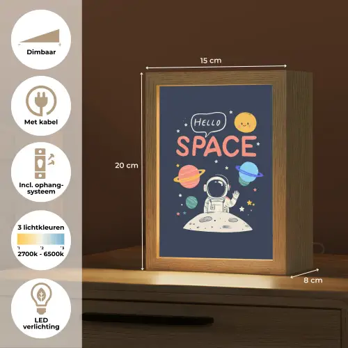 Astronaut - Ruimte - Planeten Light Box met kabel klein -USP_NL