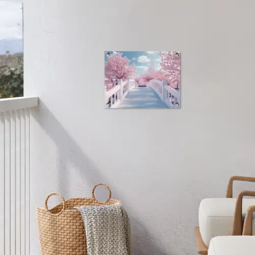 Brug - Kersenbomen - Wit tuinposter los doek klein -sfeer8
