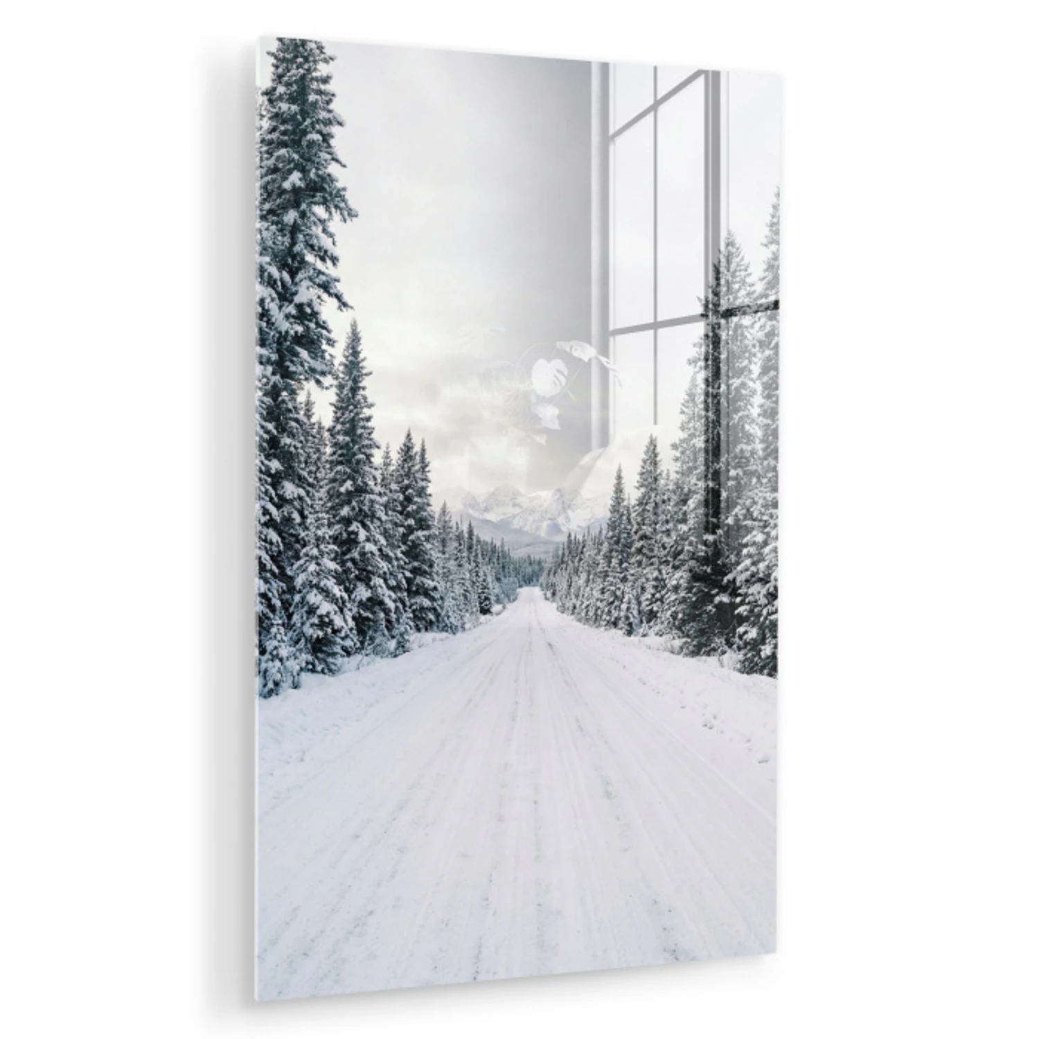 Weg - Sneeuw - Naaldbos - Winter - Avontuurlijk plexiglas 5mm klein -zzzproduct_nieuw