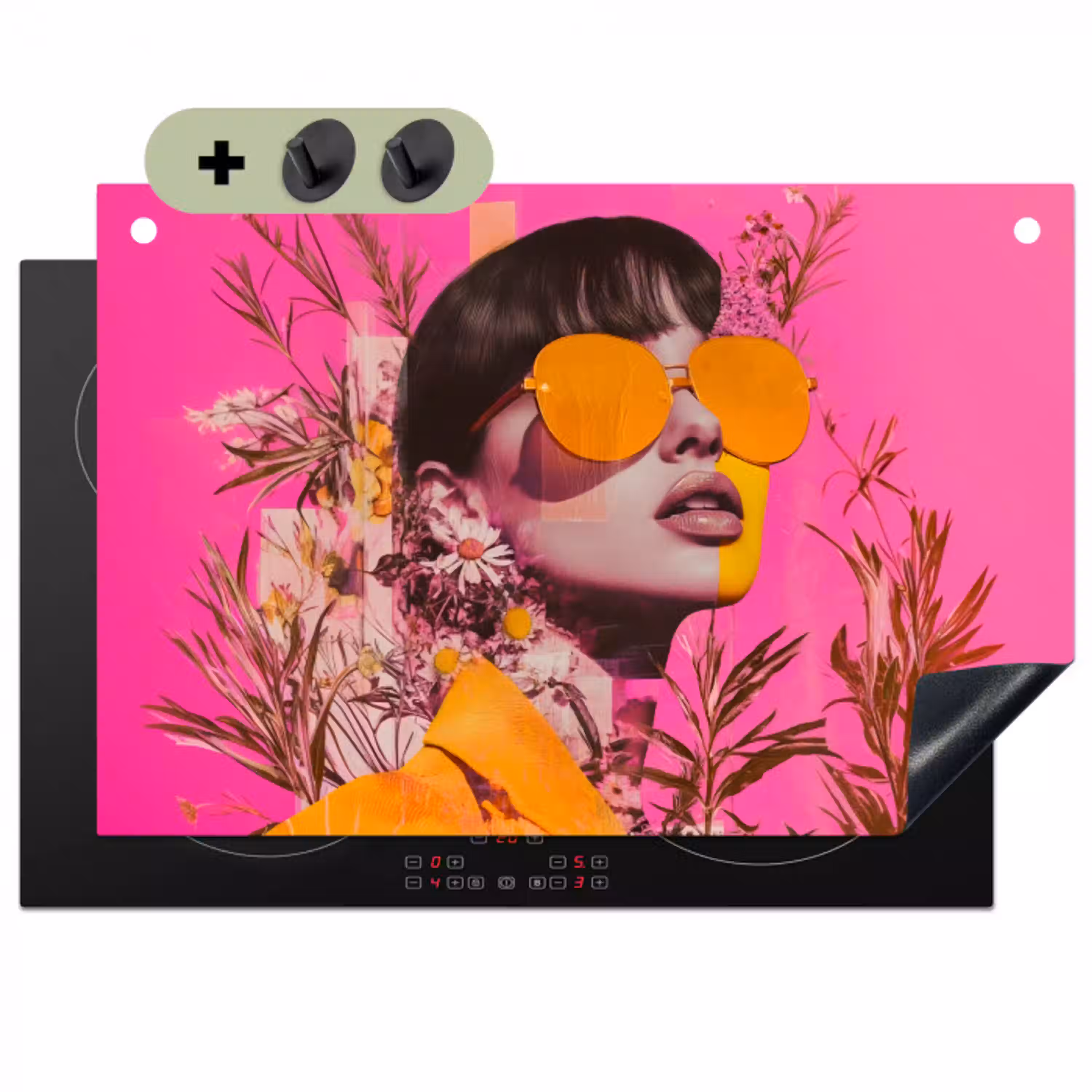 Zonnebril - Oranje - Vrouw - Planten Inductie beschemer met haakjes klein -3d