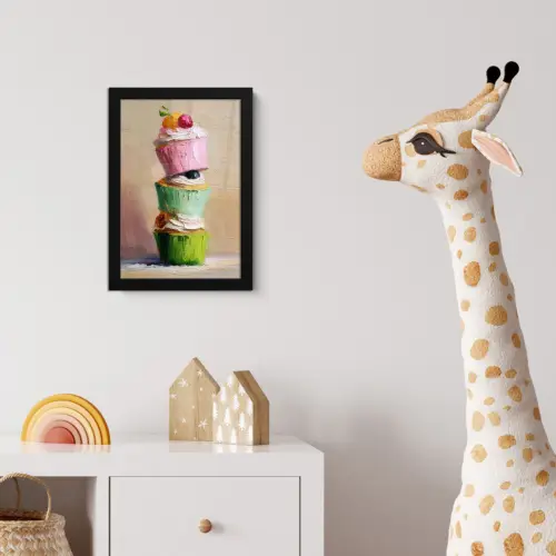 Cupcakes - Gestapeld - Kleurrijk - Fruit fotolijst zwart zonder passe partout klein -usfeer4_kinderkamer