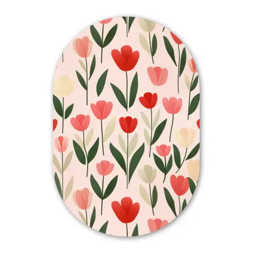 Tulpen - Modern - Roze Wandcirkel Ovaal Glas middel -3d