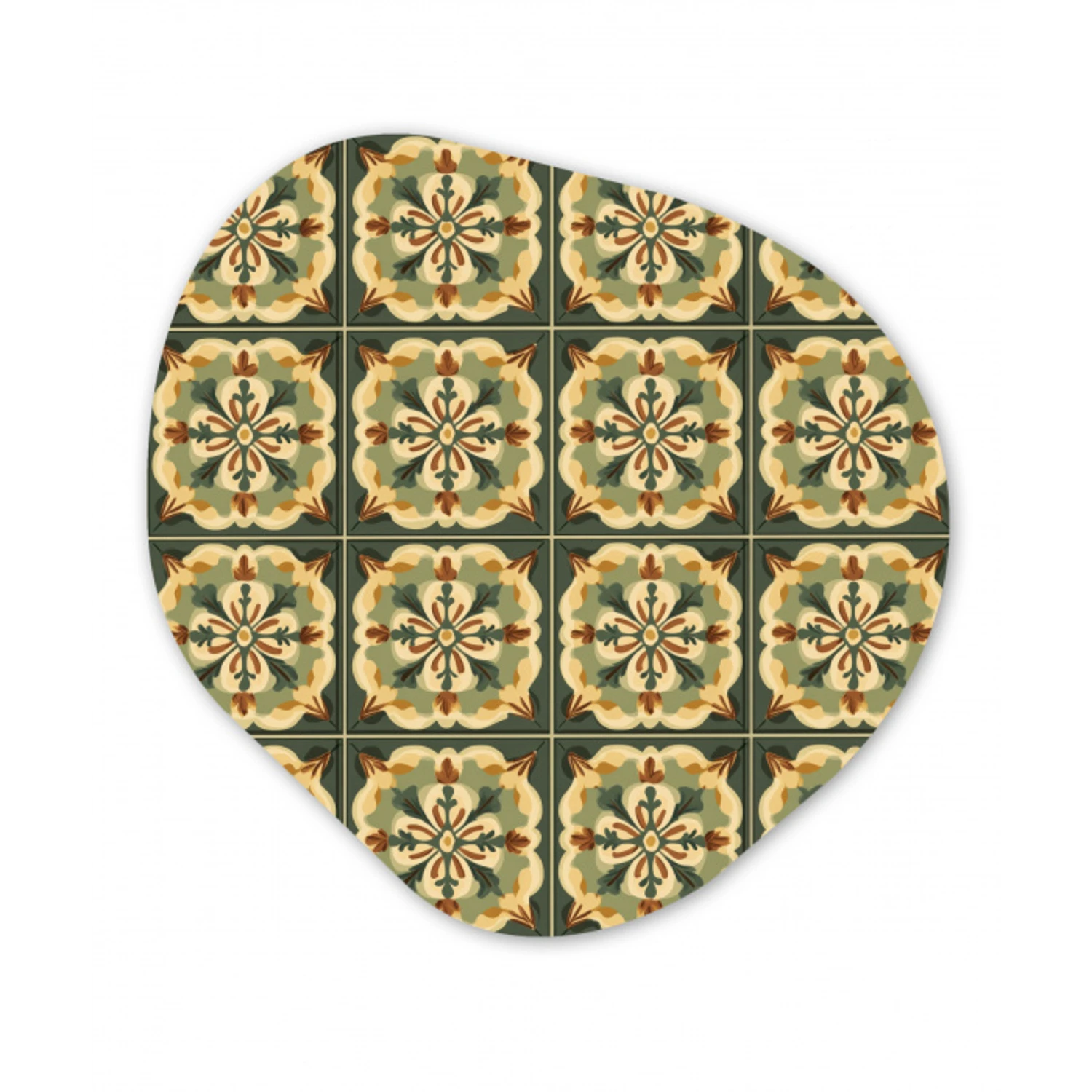 Ornament - Patroon - Groen Wandcirkel Organisch Aluminium middel 851 -3d