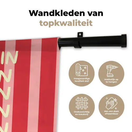 Strepen - Rood - Try again Wandkleed katoen klein -sfeer2