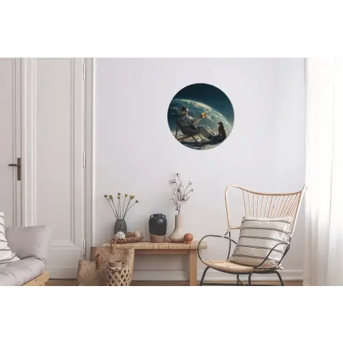 Astronaut - Kat - Glas - Stoel Wandcirkel aluminium klein -woonkamer