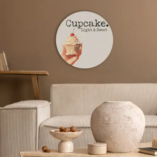 Cupcake - Zoet - Kers Akoestische PET Vilt - Rond klein -sfeer1
