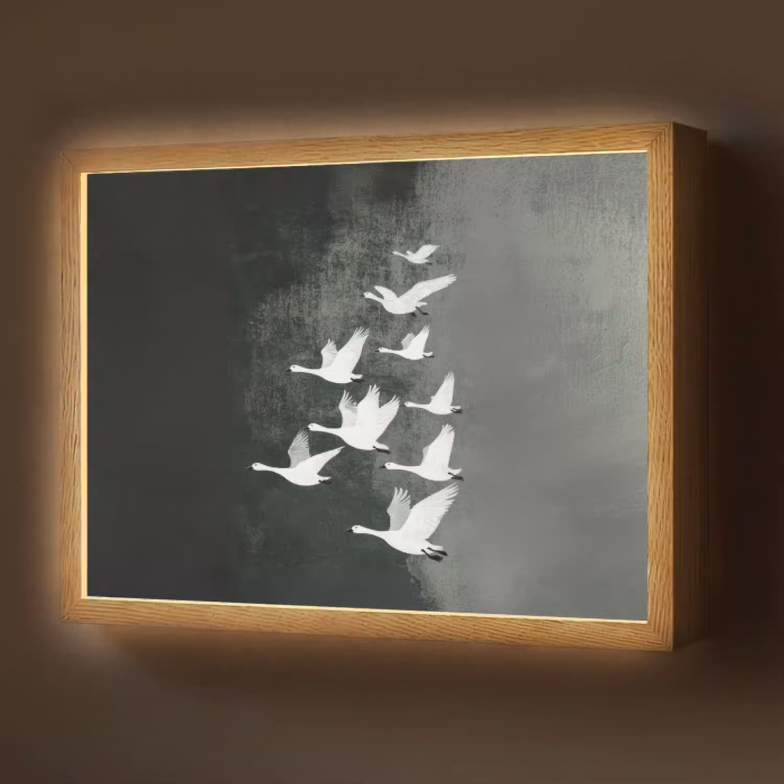 Vogel - Japandi - Groen Light Box met batterij (Wandlamp) middel -z3d_website
