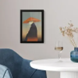 Minimalistisch - Silhouet - Oranje fotolijst zwart zonder passe partout klein -sfeer4