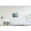 Badeend - Stoer - Golven textielposter latten blank klein -kinderkamer