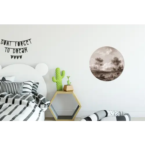 Klassiek - Landschap - Neutraal Wandcirkel aluminium klein -kinderkamer