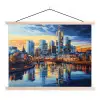 Zonsondergang Frankfurt - Stad - Skyline - Water textielposter latten blank klein -3d