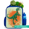Groene dino tussen varens Kinderrugzak - Blauw middel -inhoud_NL