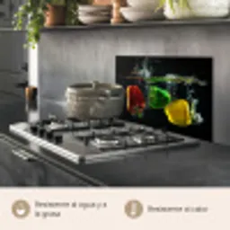 Paprika - Groente - Water - Zwart - Rood - Groen - Geel keuken achterwand spatscherm klein -usp_ES