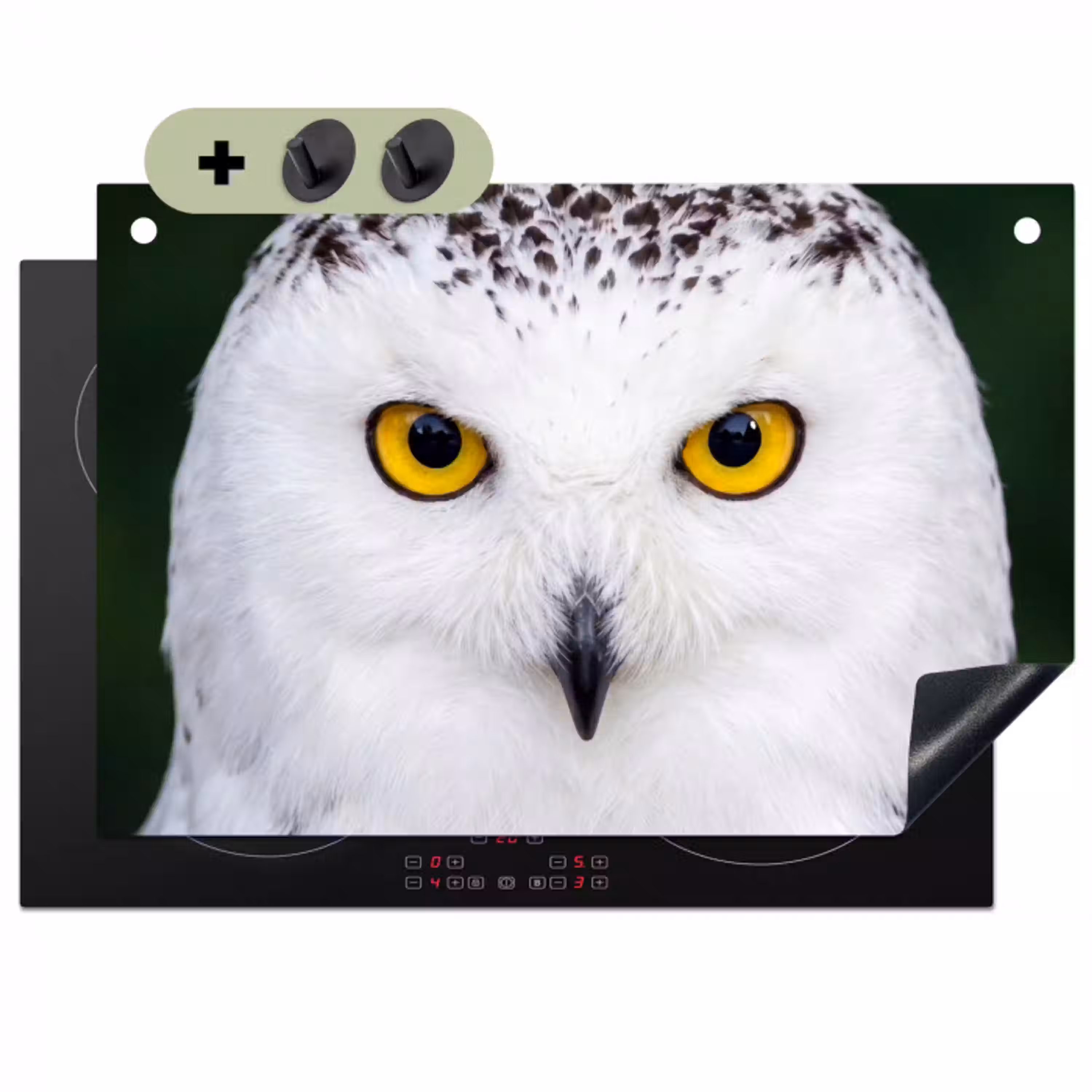 Sneeuwuil - Portret - Geel Inductie beschemer met haakjes klein -3d