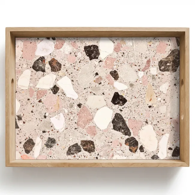 Bandeja - Claro - Rosa - Terrazo - Piedras