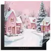 Kerstdorp - Roze - Winter - Sneeuw - Huizen Inductie beschermer vinyl 3mm middel -3d