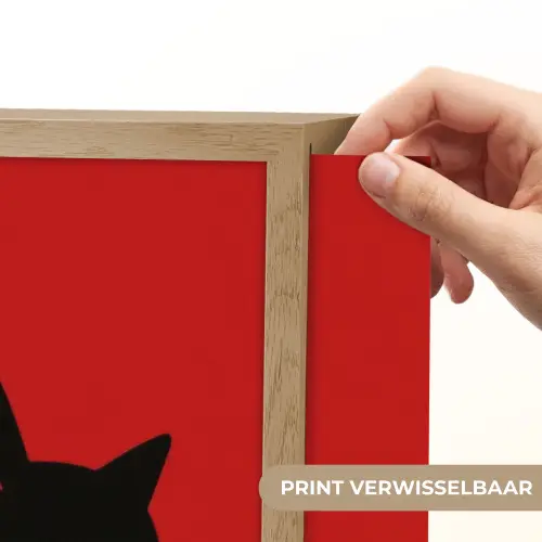 Kat - Zwart - Staart Light Box met batterij (Wandlamp) middel -USP_websiteprintNL