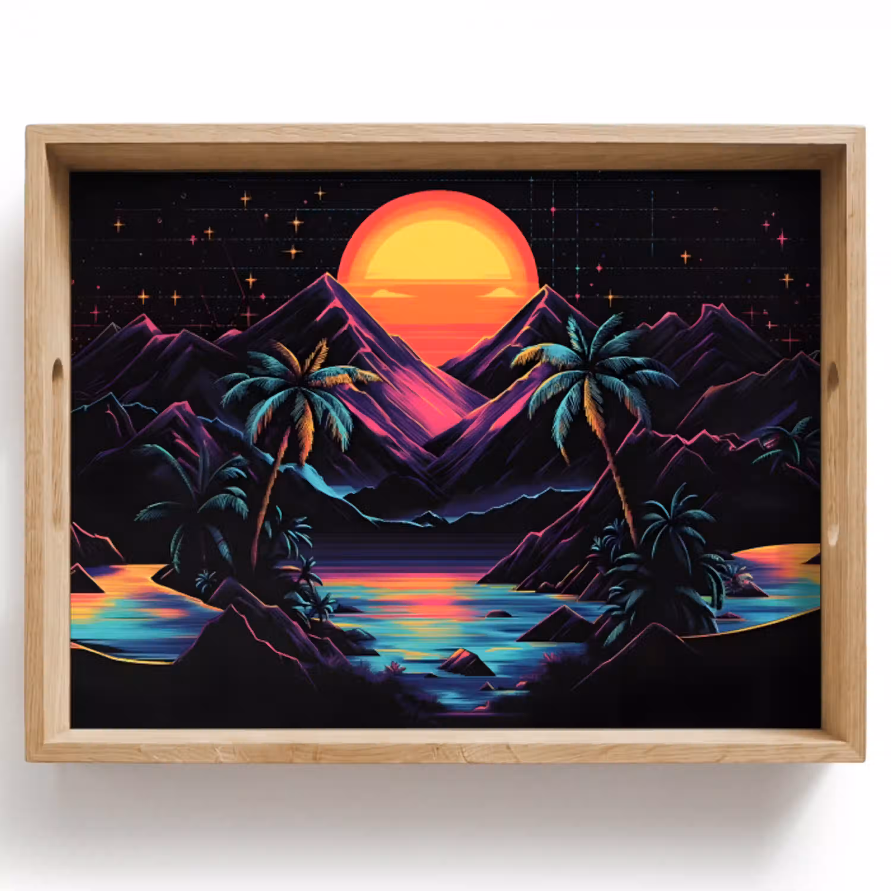 Palmbomen - Neonbergen - Sterrenhemel - Zon Dienblad Rechthoek middel -z3d_shopping
