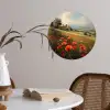 Klaprozen - Rood - Heuvels - Landschap Wandcirkel behangsticker klein -sfeer3