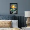 Zee - Zon - Golven - Rotsen fotolijst zwart zonder passe partout klein -sfeer3
