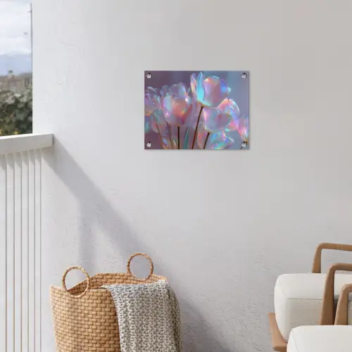Tulpen - Glazen - Bloemblaadjes - Pasteltinten tuinposter los doek klein -sfeer8