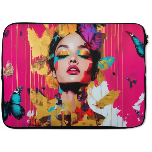 Vrouw - Abstract - Kleurrijk laptophoes neopreen klein -zkaufland3dotto