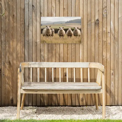 Schapen - Weidenlandschap - Heuvels Tuinposter op houten frame 2 cm dik klein -sfeer4