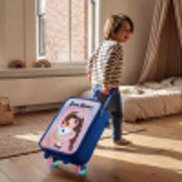 Meisje - Eenhoorn - Glitter Kinderkoffer - Blauw klein -sfeer1
