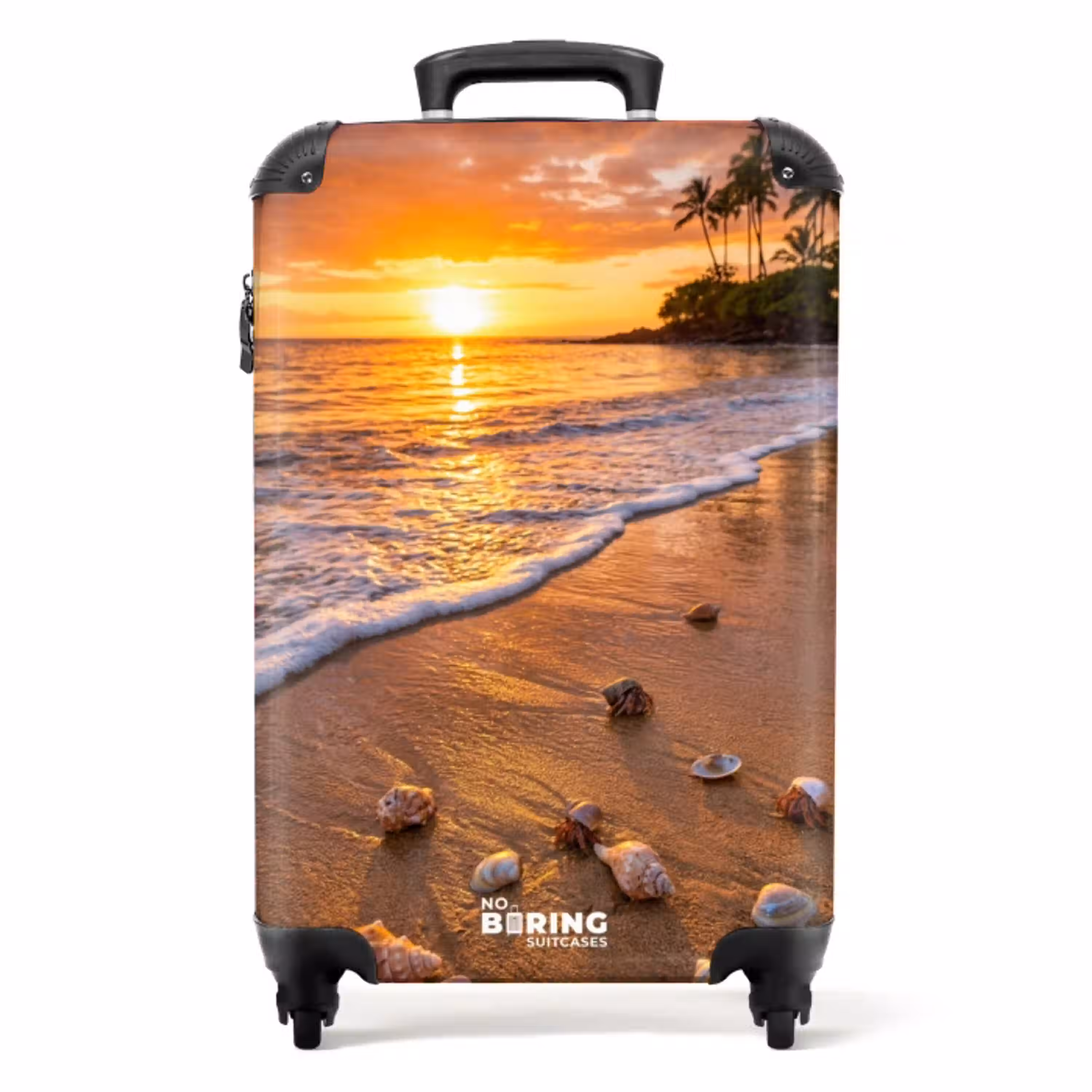 Strand - Zonsondergang - Palmbomen - Natuur - Oranje NBS - Handbagage koffer - Volwassenen Unisex middel -productfoto_recht