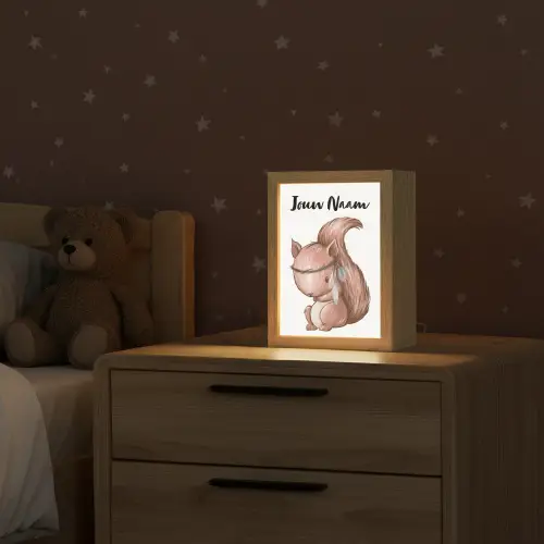 Eekhoorn - Dier - Bosdieren - Bruin Light Box met kabel (Kinderlampje) klein -sfeer1_kind