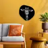 Giraffe - Portret - Dieren - Zwart - Wit Wandcirkel Organisch Forex 3mm klein -sfeer4