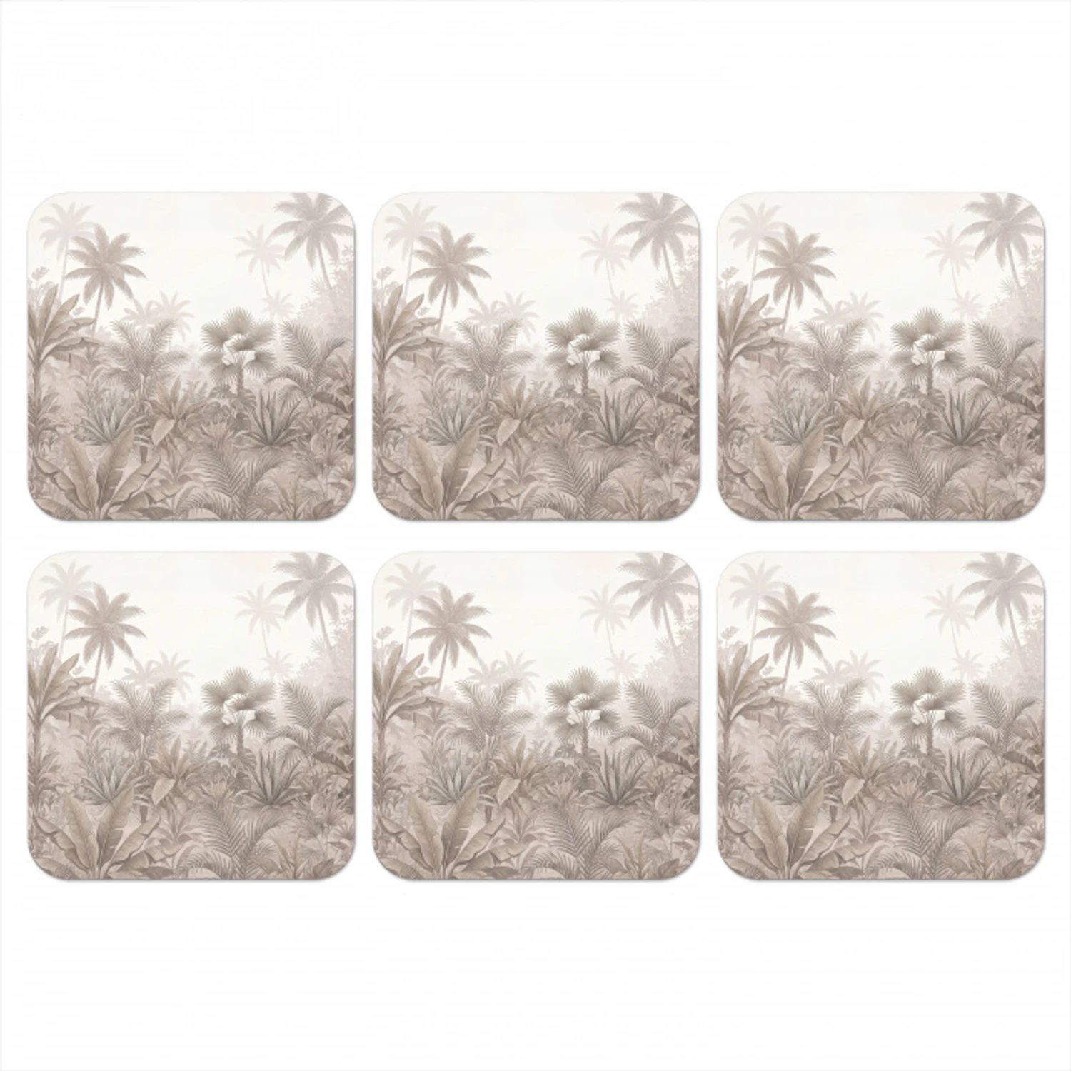 Jungle - Tropisch - Natuur -Vintage - Beige onderzetter kurk middel -3d