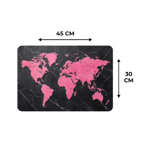 Wereldkaart - Roze - Marmer Placemat vinyl groot -specs