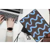 Kronkelende lijnen - Blauw - Bruin - Minimalistisch laptophoes neopreen klein 279 -bureau