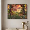 Wijngaard - Druiven - Zonsondergang Textielframe zwart klein -sfeer2