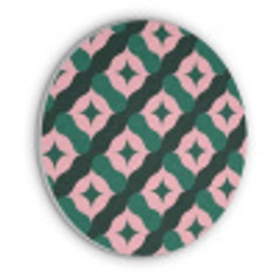 Groen - Roze - Retro - Sterren Akoestische PET Vilt - Rond klein 838 -3d