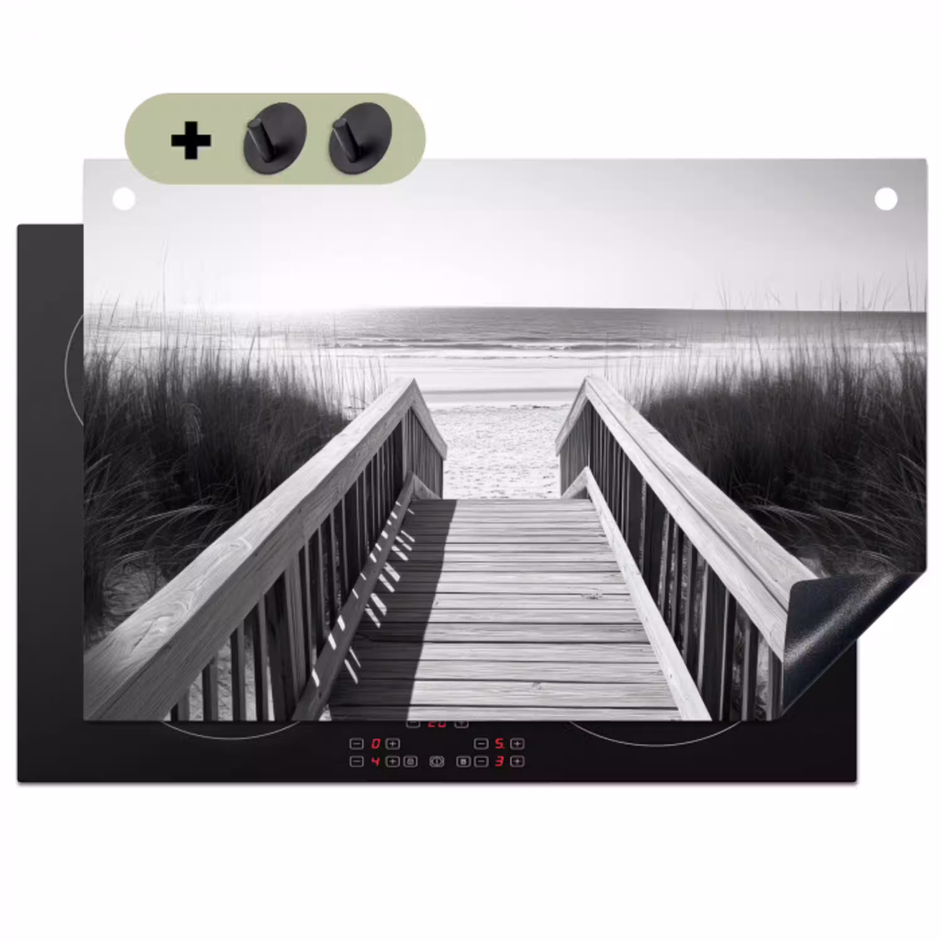 Loopbrug - Hout - Strand - Zee Inductie beschemer met haakjes klein -3d