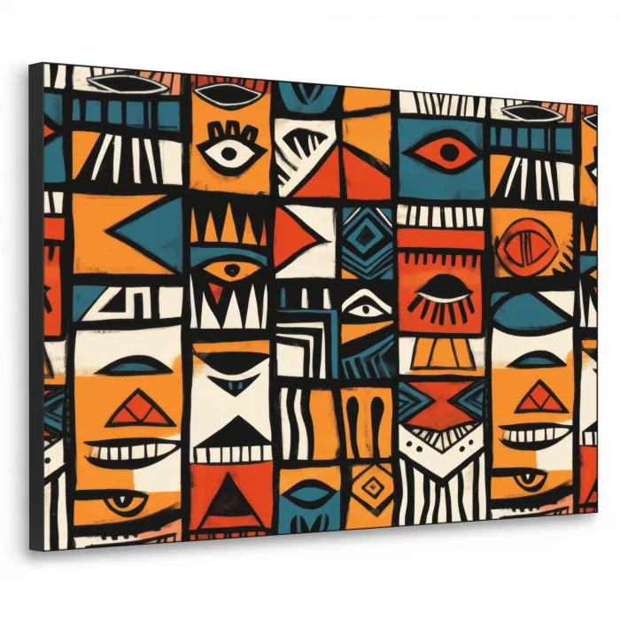 Abstract - Gezichten - Mozaïek Textielframe zwart klein -3d