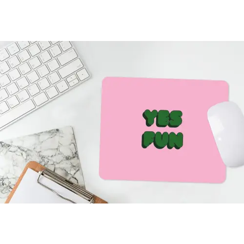 Yes fun - Groen - Roze muismat rubber klein -witbureau