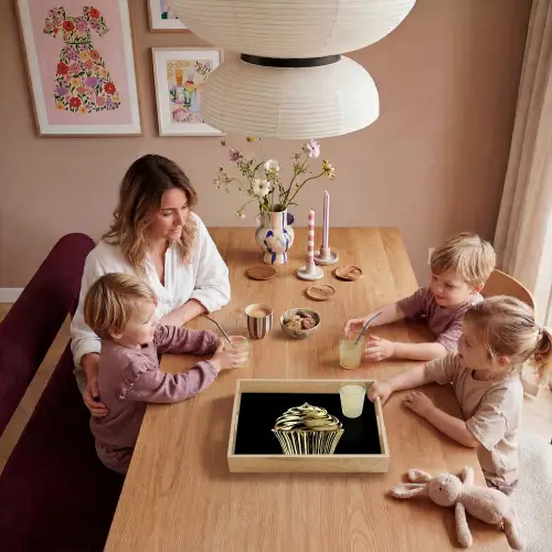 Cupcake - Eten - Goud - Zwart Dienblad Rechthoek middel -sfeer4
